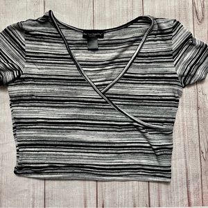 See You Monday Med Crop Wrap Short Sleeve Top